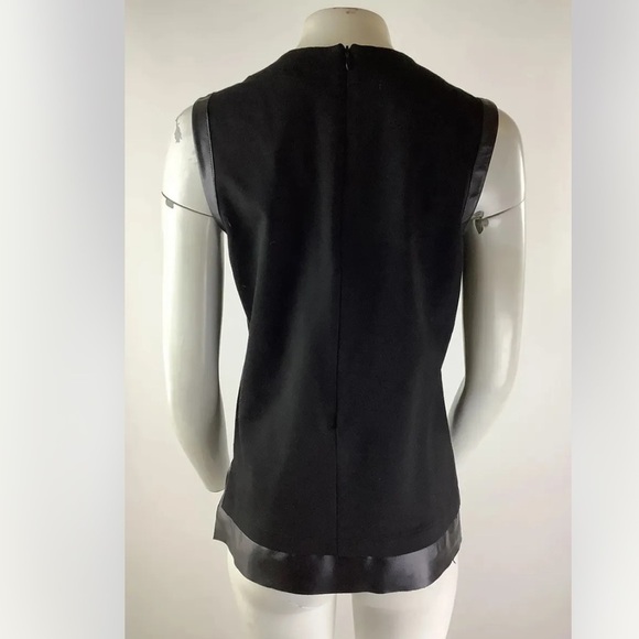 Buchanan Kang Sz 8 Lambskin Leather Trimmed Top Black Viscose Sleeveless - Picture 5 of 8